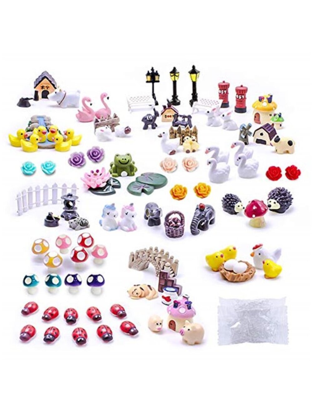100 Pcs Fairy Garden Accessories, Mini Resin Animals, Miniature Figurines